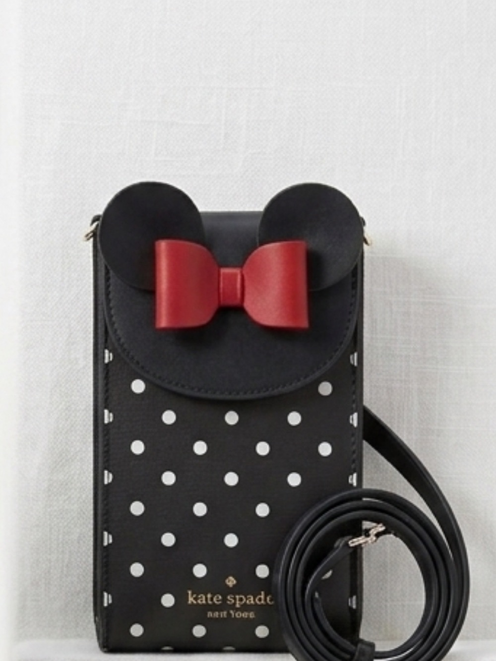 kate spade black & white polka dot kids crossbody with red bow